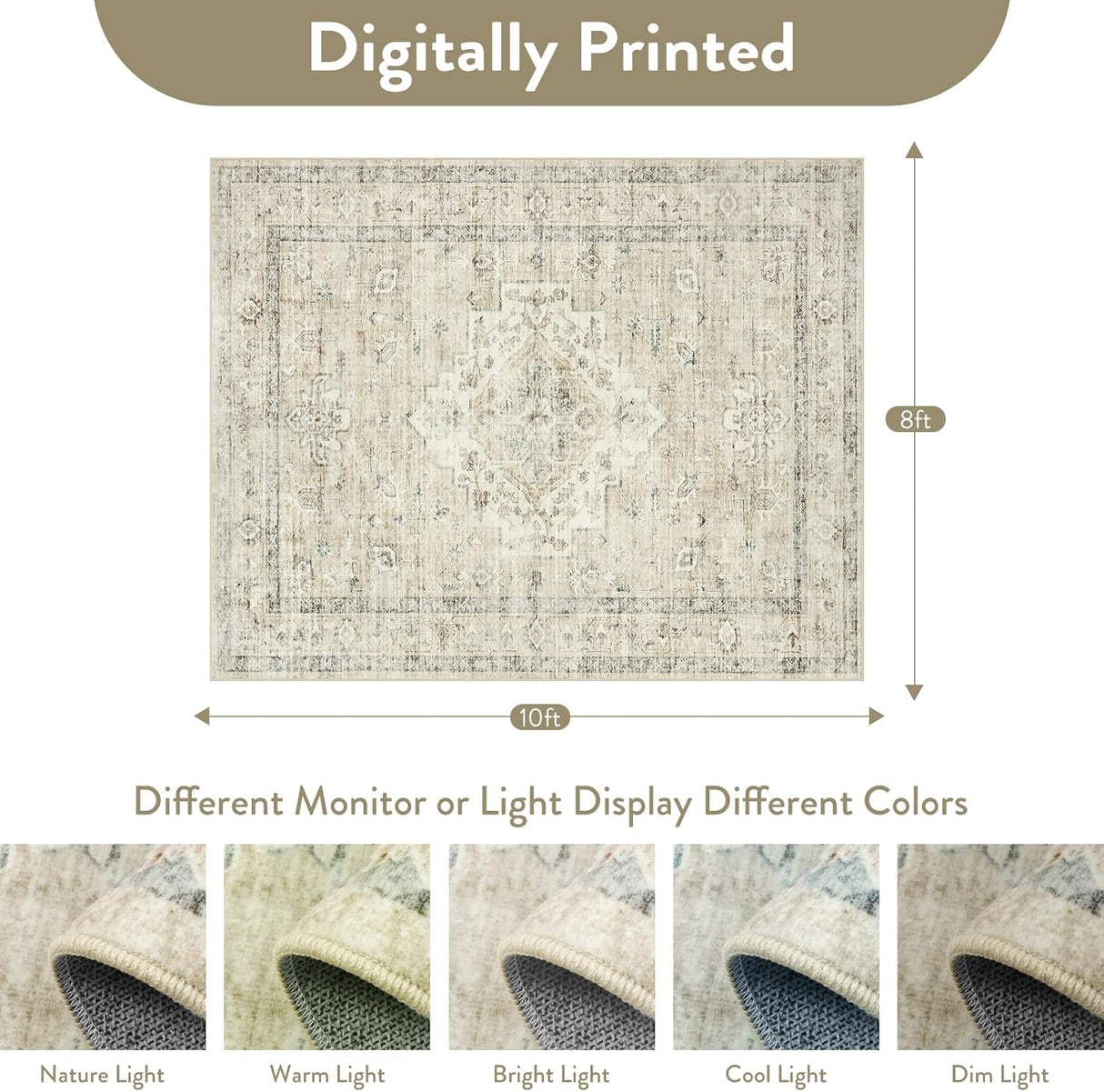 Alfombra Lavable 8x10 LIVEBOX Antideslizante Vintage Boho