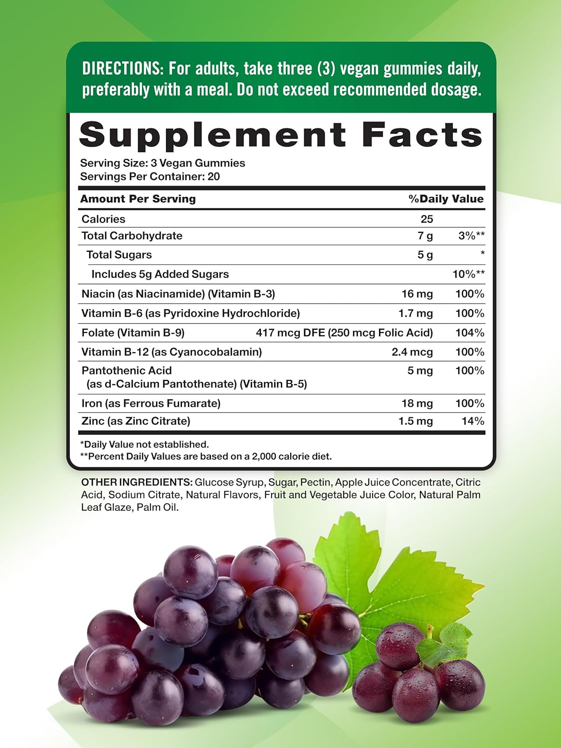 Gummies de Hierro Nature's Truth, Veganos, Sin GMO, 60u