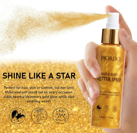 Spray de purpurina brillante corporal Pjordo