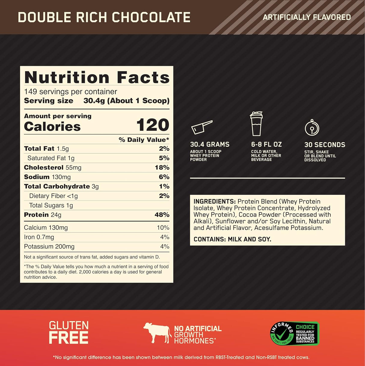 Proteína de Suero Gold Standard 100% Nutrición 10 lb