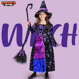 Disfraz de Bruja para Niña Spooktacular Creations con Escoba