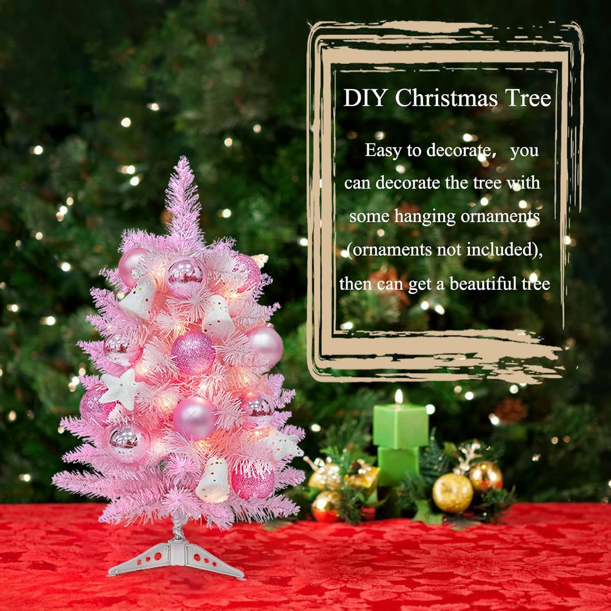 Árbol de Navidad Artificial 2FT, Mini, Con Base Plástica, Decoración