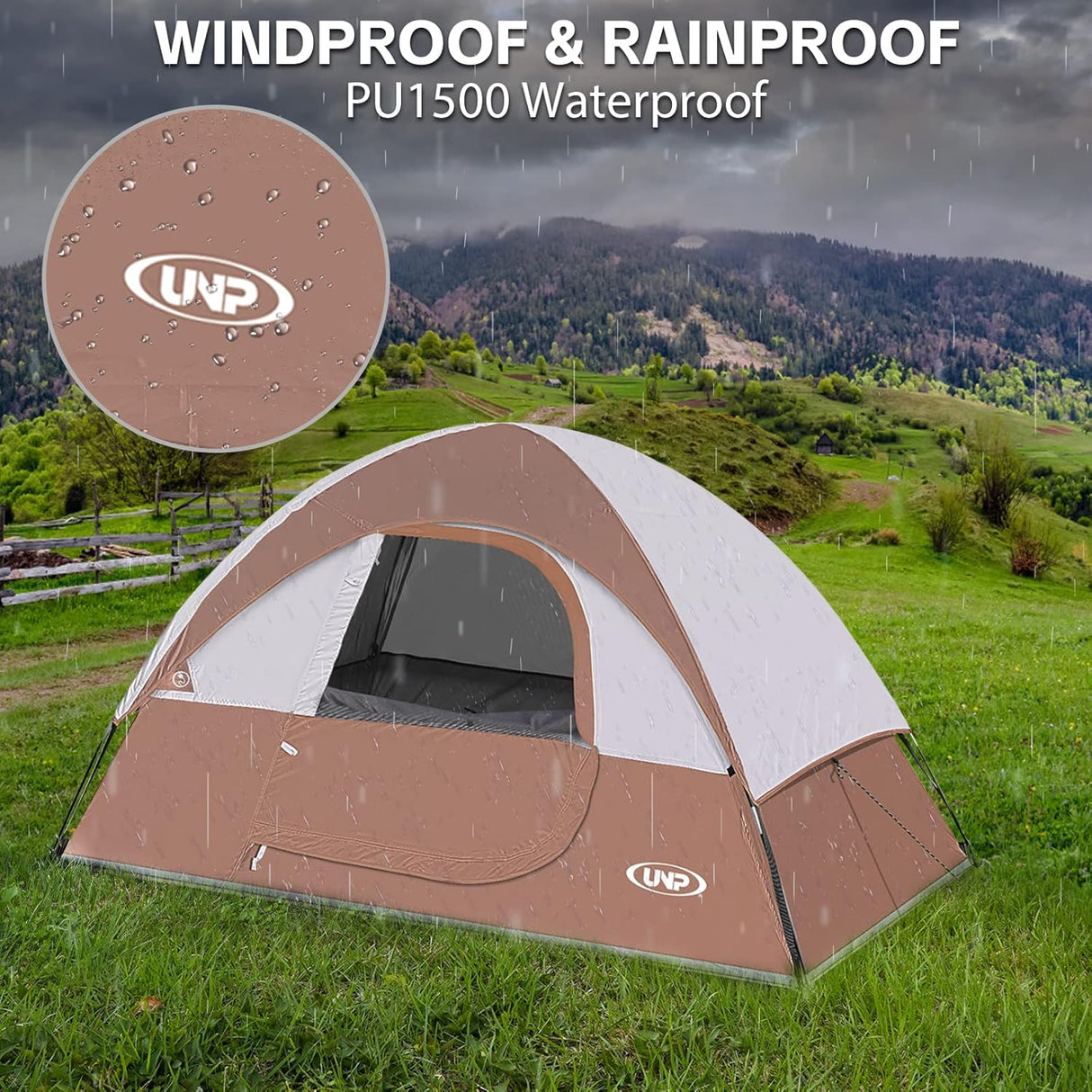 Tienda de campaña 2 personas, impermeable, fácil montaje, modelo X.