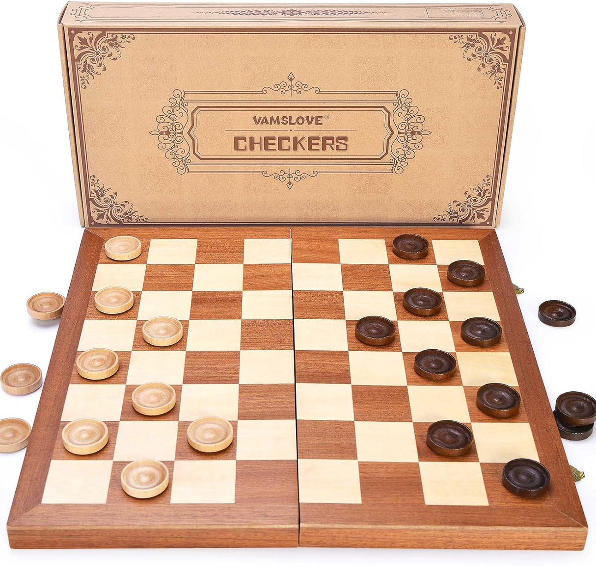 Juego de Damas VAMSLOVE 14 Plegable con Almacenaje, 8x8