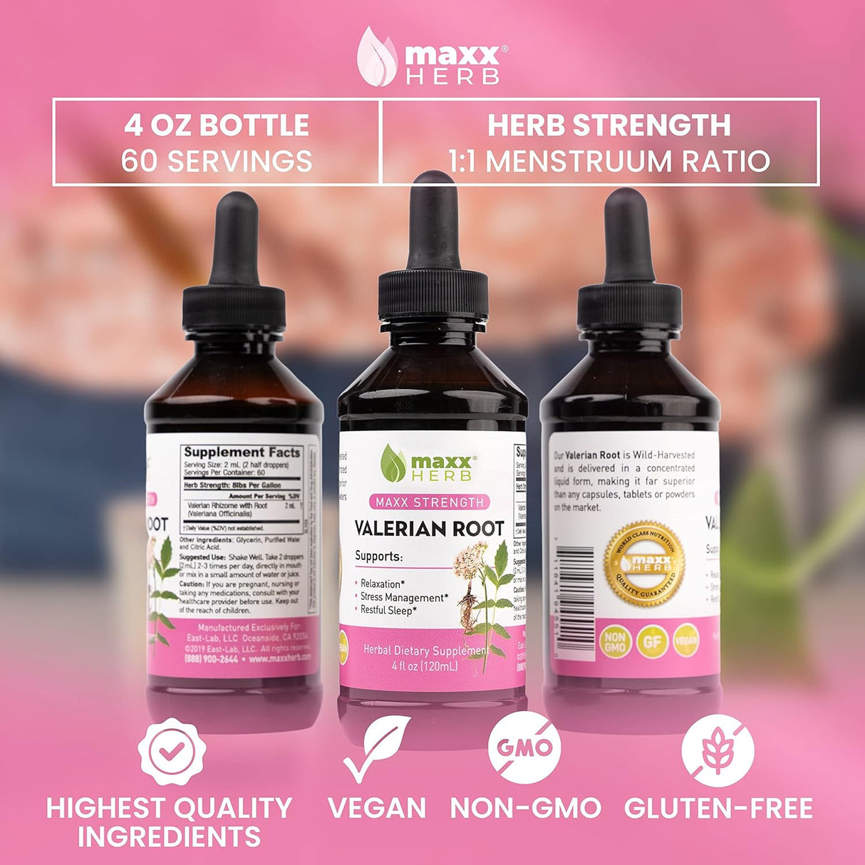 Suplemento Herb Extracto de raíz de valeriana fuerza máxima