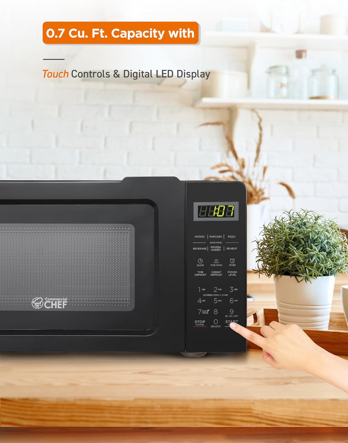 Microondas Comercial Chef 0.7 pies cúbicos, 700W, 10 niveles