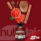 NutriFlair Berberina HCL prémium de 1200 mg, 120 cápsulas