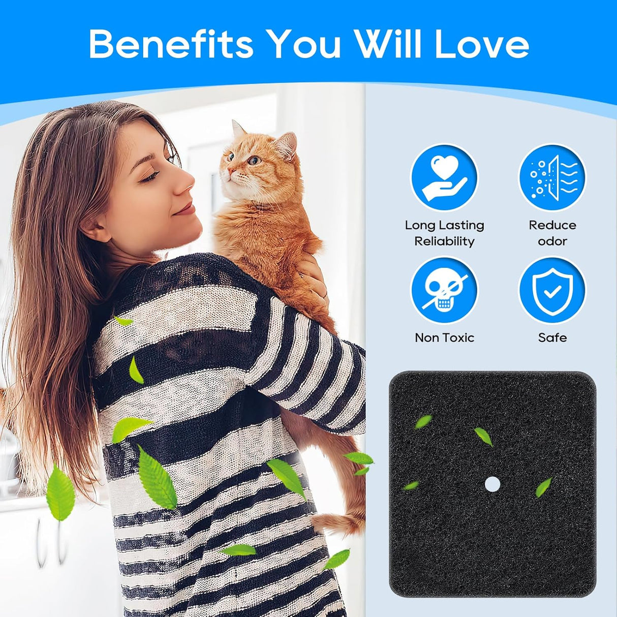 Paquete de 6 filtros de carbono para cajas de gatos Cunina