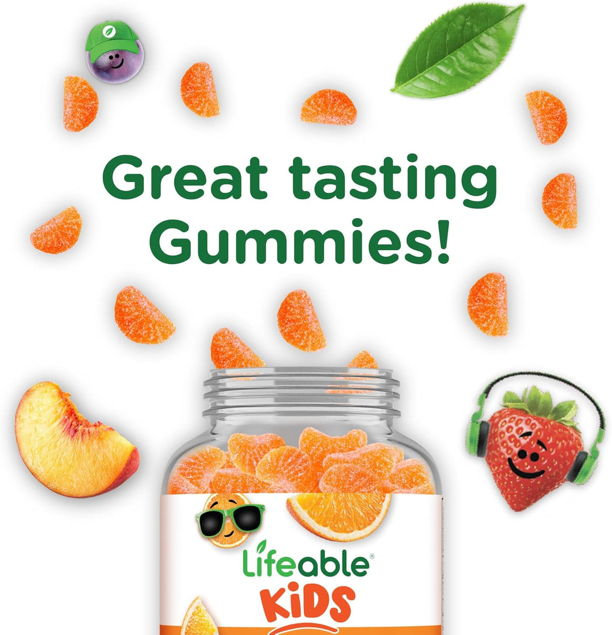 Vitamin C Gummies Kids | Lifeable | 250mg, Vegan, GMO-Free, Chewable | 90u
