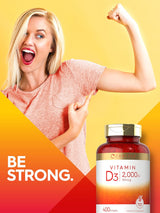 Suplemento de Vitamina D3 2000IU Carlyle 400 Softgels Non-GMO