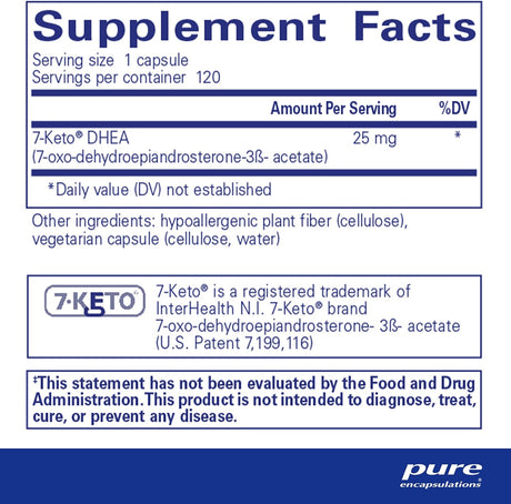 Suplemento 7-Keto DHEA 25 mg | Pure Encapsulations | 120 Caps