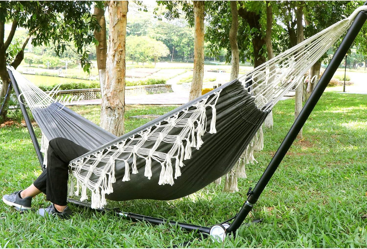 Hamaca Anyoo Jardín, Algodón, Elegante con Borlas, 450lbs
