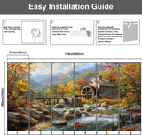 Mural 3D Moderno Naturaleza Vintage Autum Gristmill Autoadhesivo