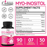 Cápsulas Orgánicas Cadane Myo Inositol & Ashwagandha | Veganas, No GMO, 90 cápsulas