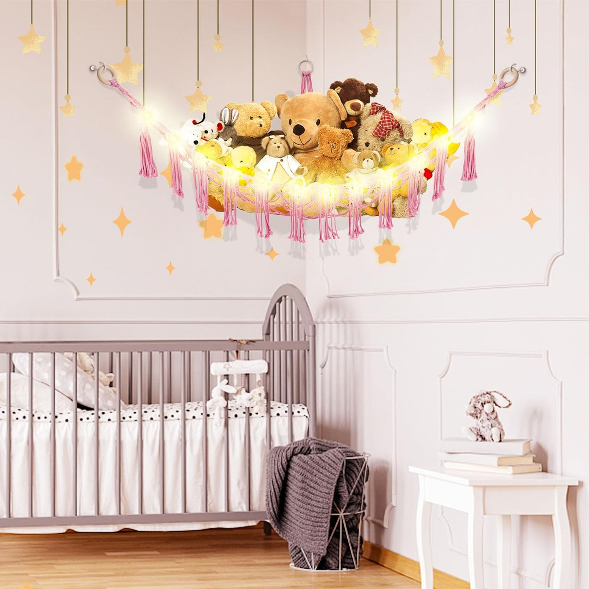 Hamaca para Peluches con Luz LED, Almacenamiento para Niños