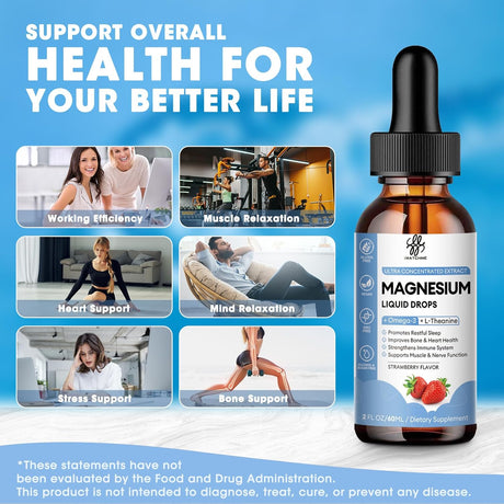 Magnesium Glycinate Líquido Calm con Omega3 y B6, 60 ml