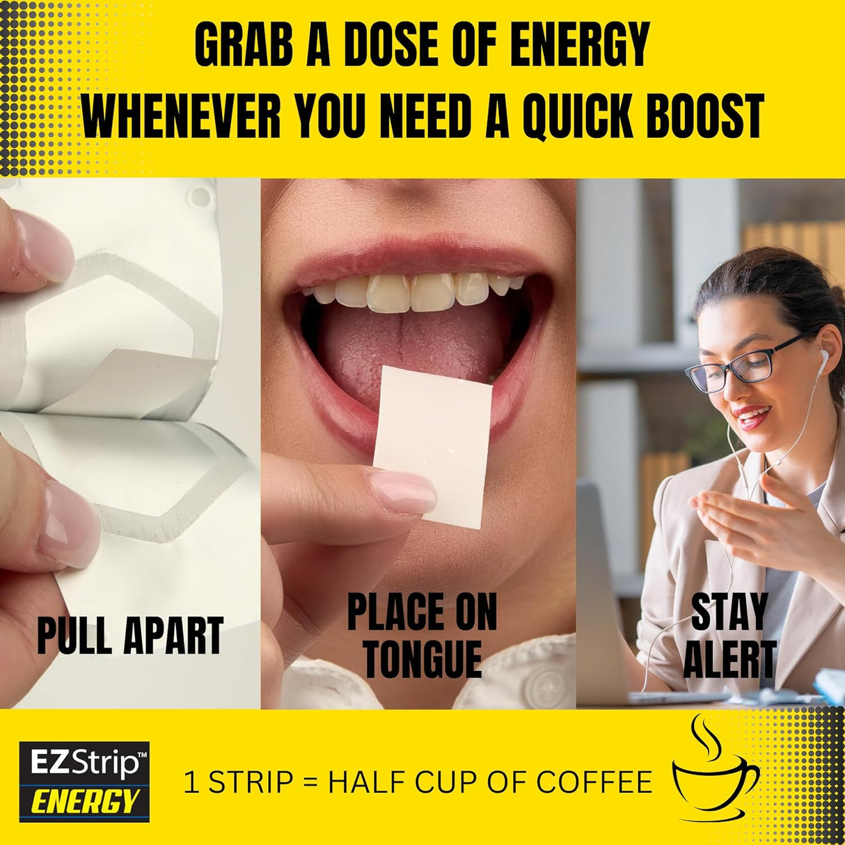 Tiras Energéticas 40 mg Cafeína - Suplemento Energía 30 Pk