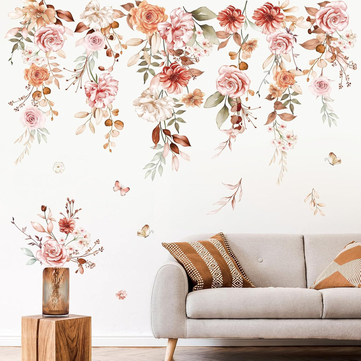 Vinilos de Pared Wondever, Flores Boho, Adhesivos Decorativos