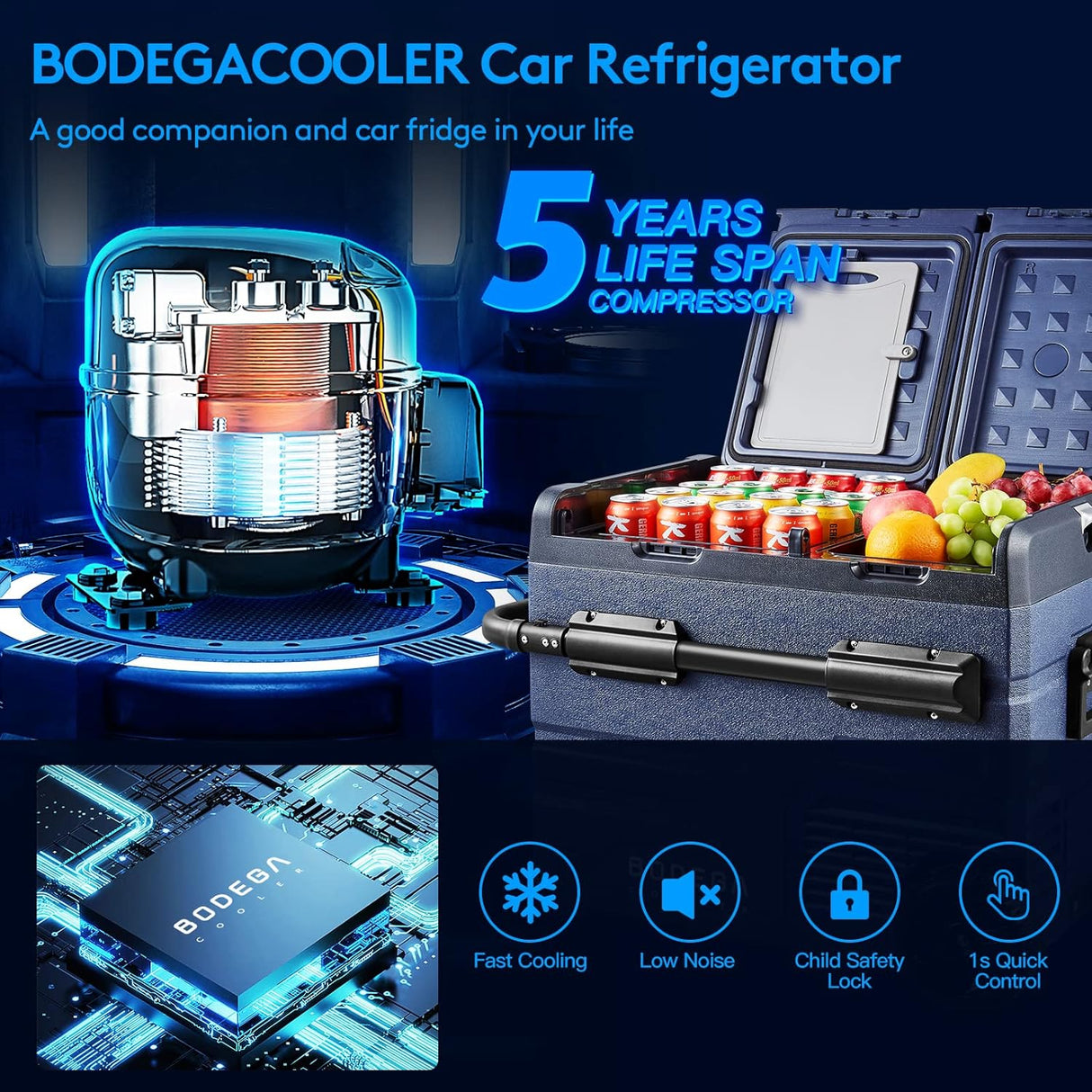 Refrigerador portátil de coche de 45 litros BODEGA