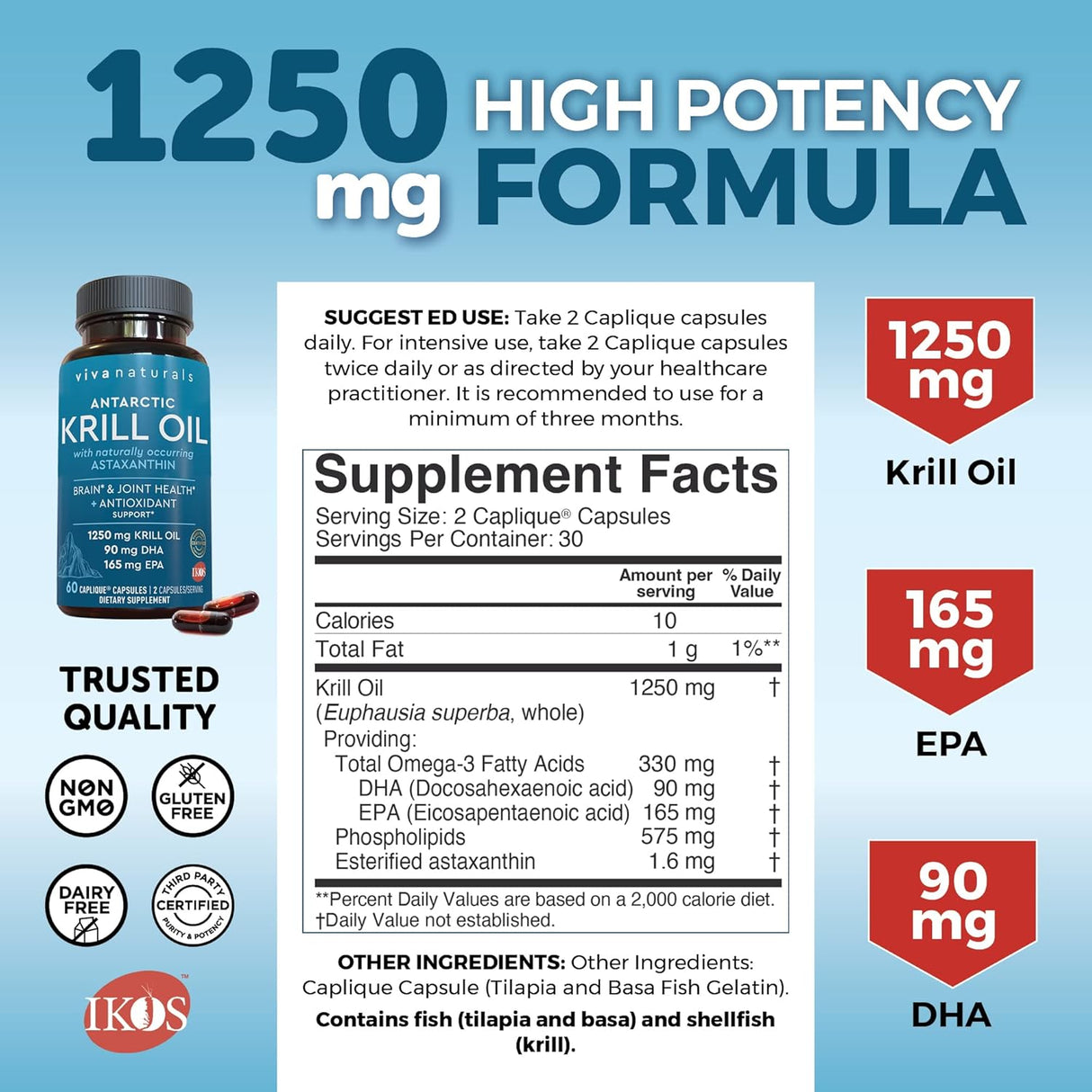 Suplemento aceite de krill del antártico  100 puro 60 cáp