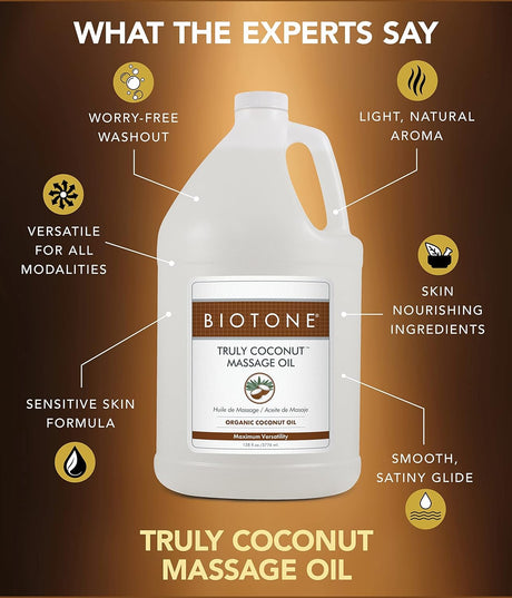 Aceite de masaje de coco orgánico elimina la tensión Biotone
