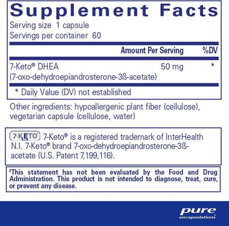 Suplemento 7-Keto DHEA 50 mg Pure Encapsulations 60 cápsulas