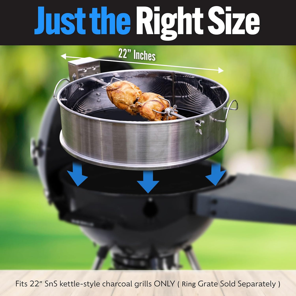 Kit de Rotisserie SnS Grills para Parrillas Kettle de 22