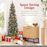 Árbol de Navidad 7.5ft Best Choice Products, Flocked, Modelo Slim