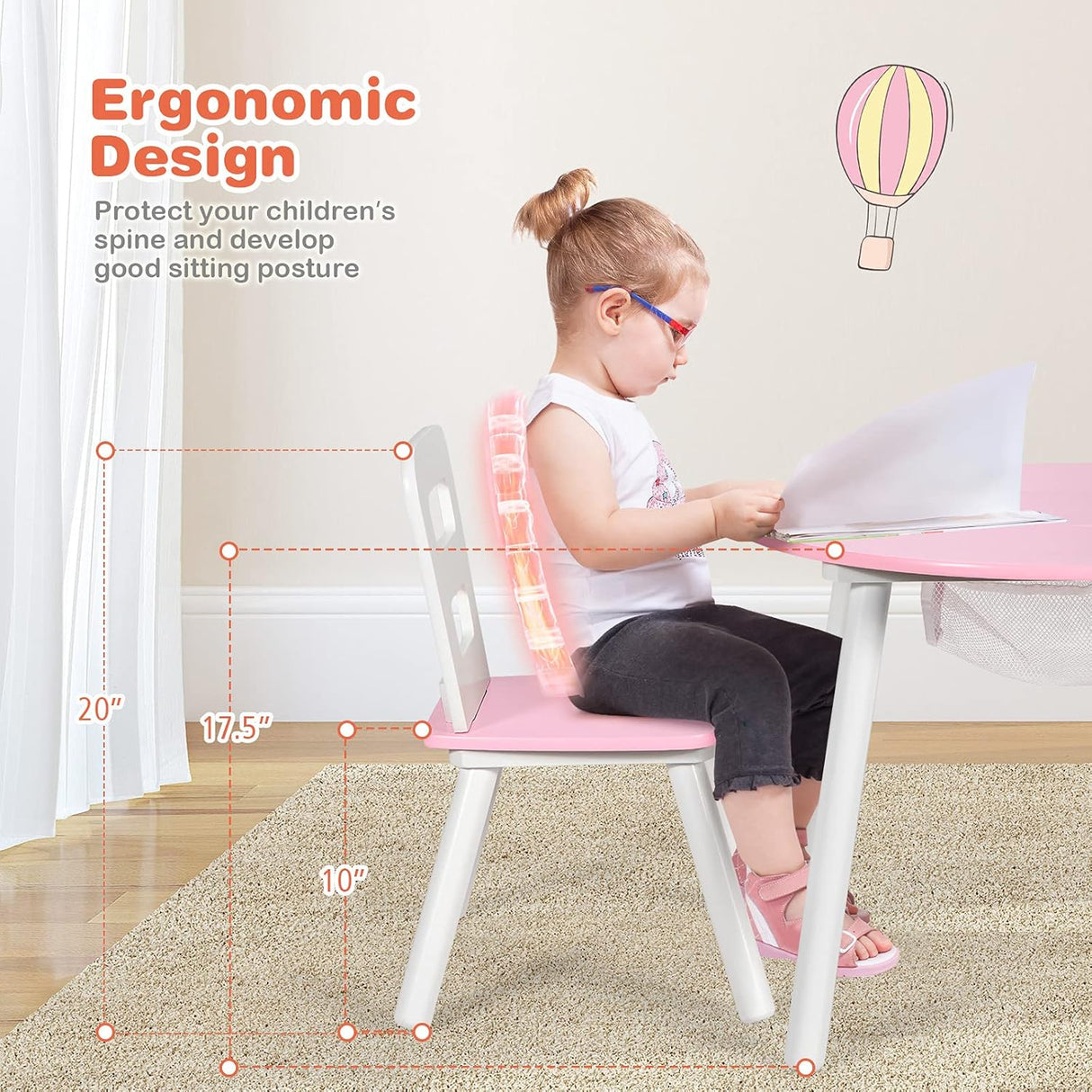 Mesa de actividades de madera con almacenamiento para niños