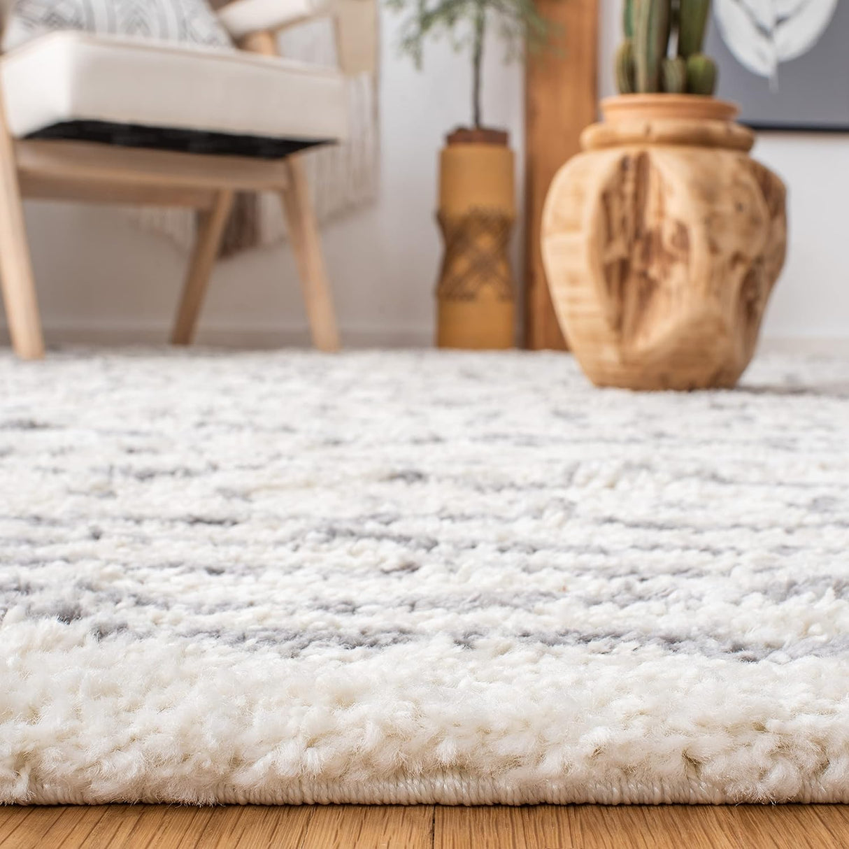 Alfombra Runner Shag, Diseño Marroquí, Ideal para Áreas de Tráfico