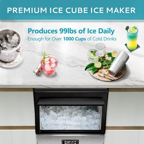 Máquina de Hielo Comercial Independiente de Acero Inoxidable