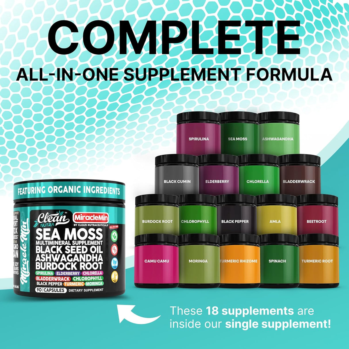 Capsulas de Nutra Sea Moss con Ashwagandha, 90 Vegan – MiracleMin