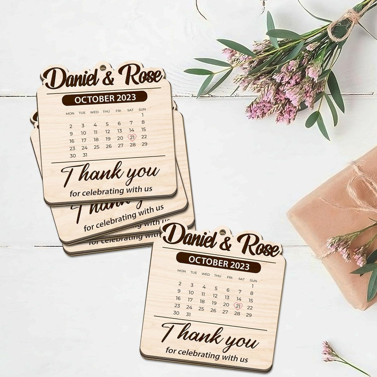 Adornos de Boda Personalizados, Novio y Novia, Corazón 01