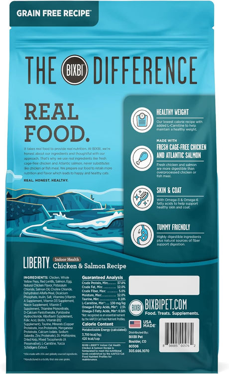 BIXBI Liberty Dry Food Receta de pollo y salmón para gatos de interior, 3 libras