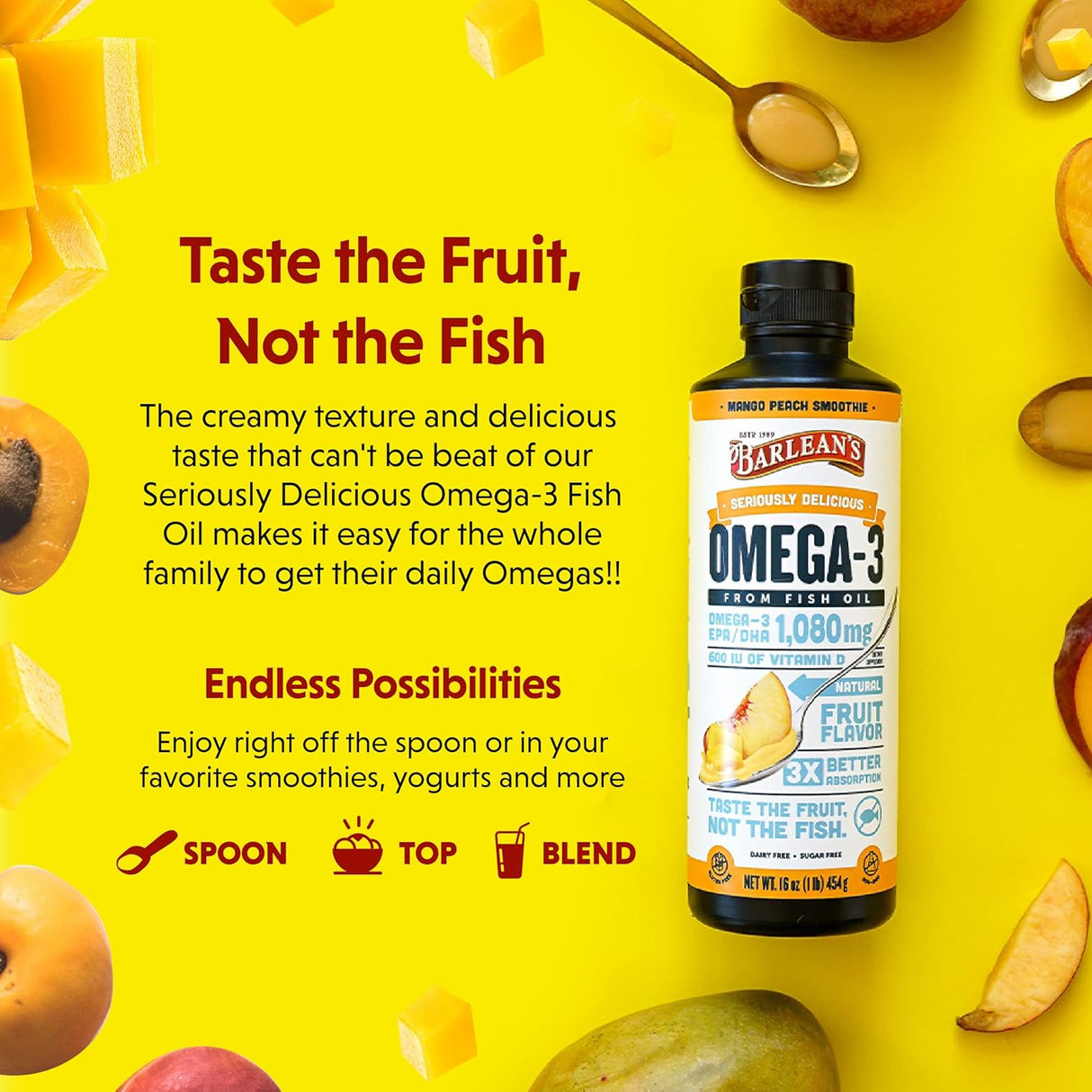 Suplemento de Omega 3, Barlean's, 1080mg EPA/DHA, 16 oz