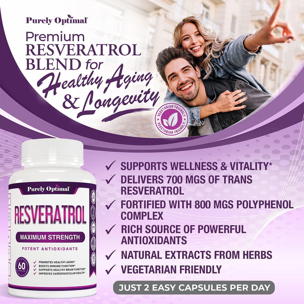 Suplemento de resveratrol premium de 1500 mg Fuerza máxima