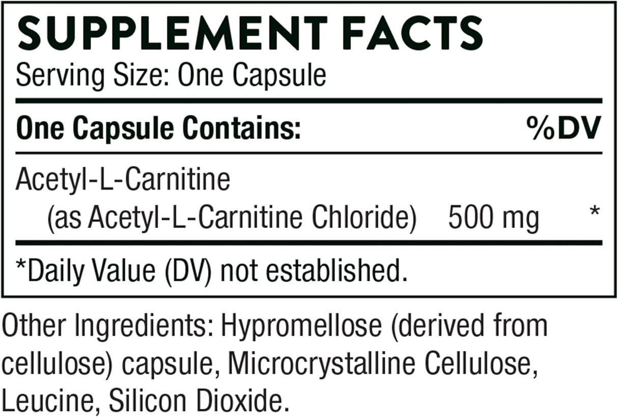 Suplementos Acetyl-L-Carnitina - 500 mg   función cerebral
