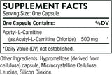 Suplementos Acetyl-L-Carnitina - 500 mg   función cerebral
