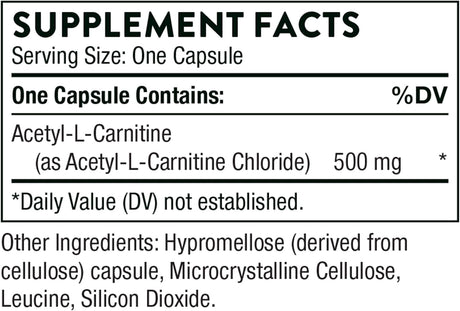 Suplementos Acetyl-L-Carnitina - 500 mg   función cerebral