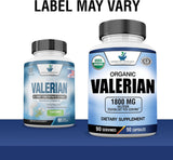 Suplemento Valeriana orgánica de 1800 mg  vegana 90 cáp
