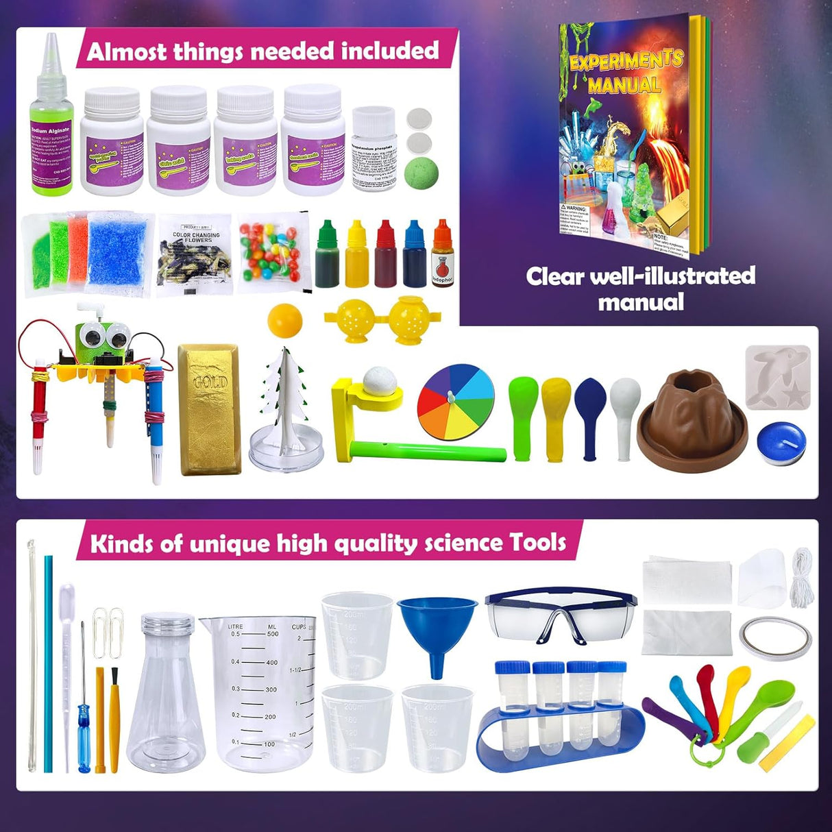 Kit de Experimentos UNGLINGA 150, Juguetes Educativos STEM