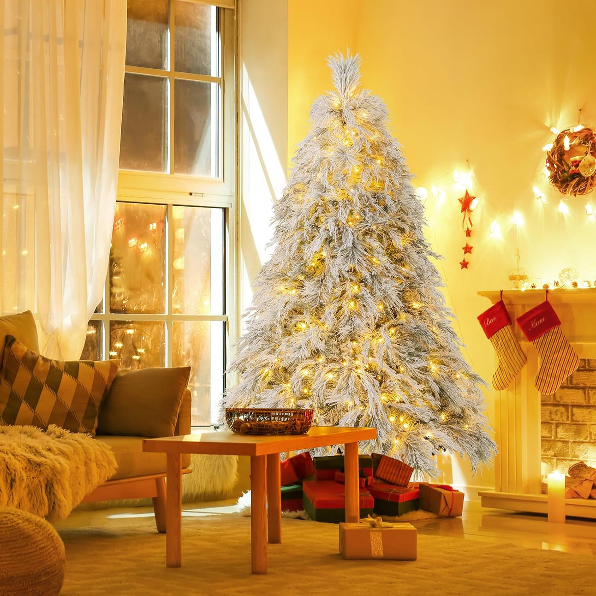 Árbol de Navidad Artificial HAPPYGRILL 6 FT, 250 luces LED