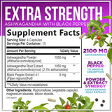 Suplementos de Ashwagandha - 2100 mg, Antioxidante, 60 cápsulas