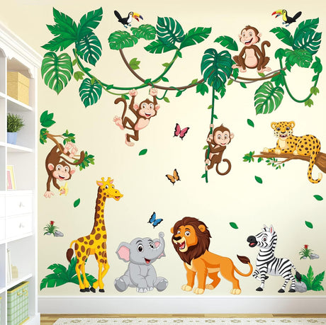 DECOWALL Stickers Animales Selva DSL-8069 para Niños