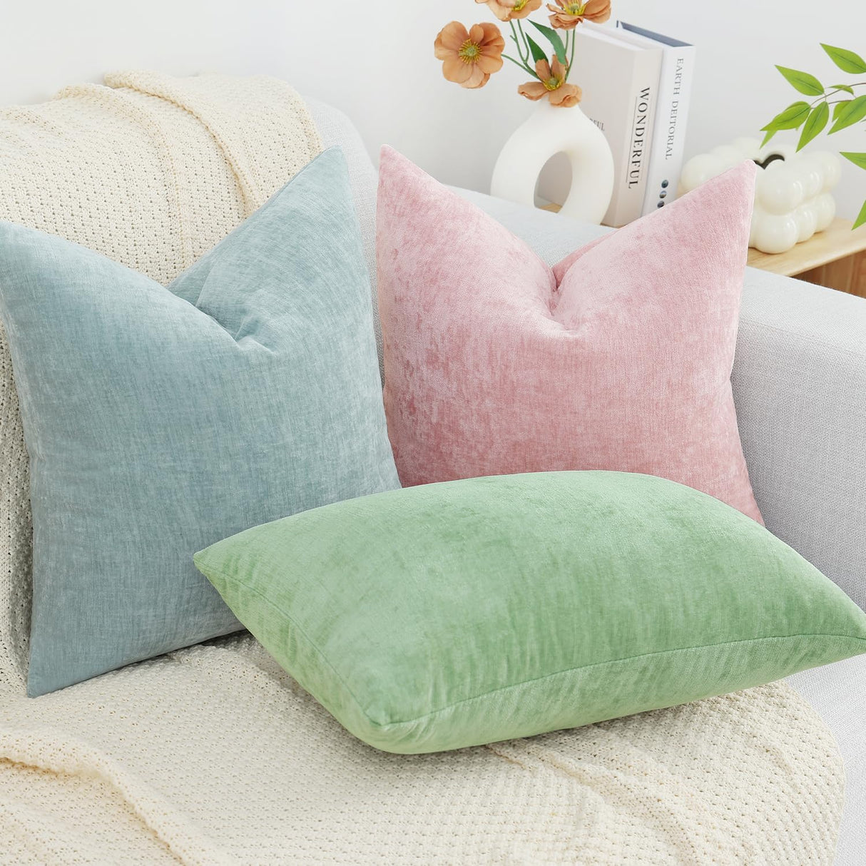 Fundas de Cojín Decorativas decorUhome 18x18 Set de 2 Chenille