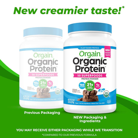 Proteína Vegana Orgain 21g, 10g Fibra, 2.02 lb, Sin Gluten