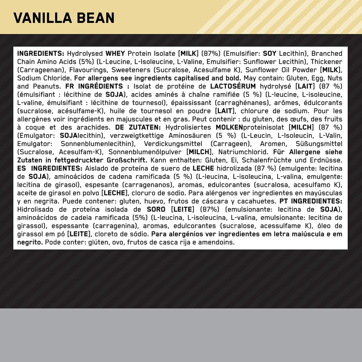 Suplemento Hydro Whey Vainilla Optimum Nutrition Platinum