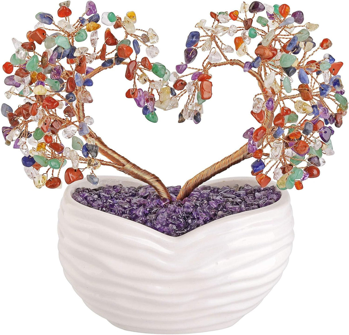 Árbol de dinero de corazón de cristal curativo de 7 chakras