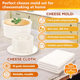 Moldes de queso con seguidor y estopilla con prensa