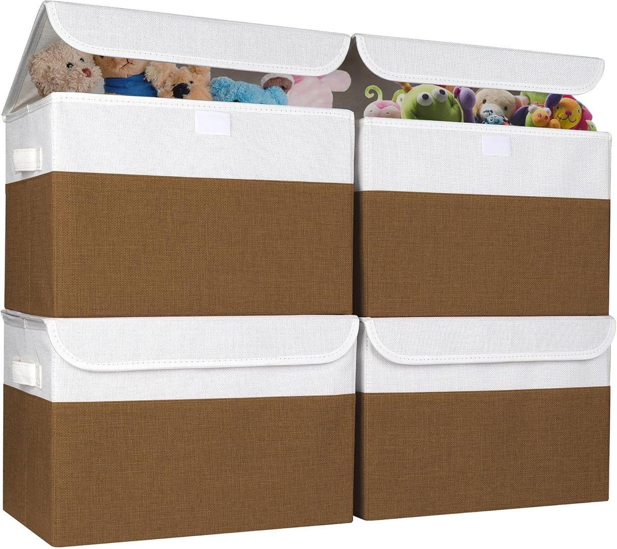 Cesta organizadora plegable de tela, 22 cuartos, tapa abatible